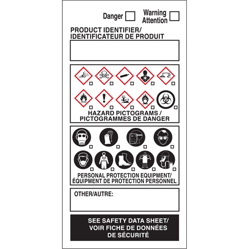 OTS WHMIS Labels, Vinyl, Sheet, 4" L x 2" W Distribution Industrielle GC