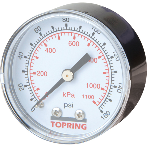 Mini r&eacute;gulateurs - Manom&egrave;tre de remplacement,  2", 0 - 160 psi, Fixation arri&egrave;re, Analogique Distribution Industrielle GC