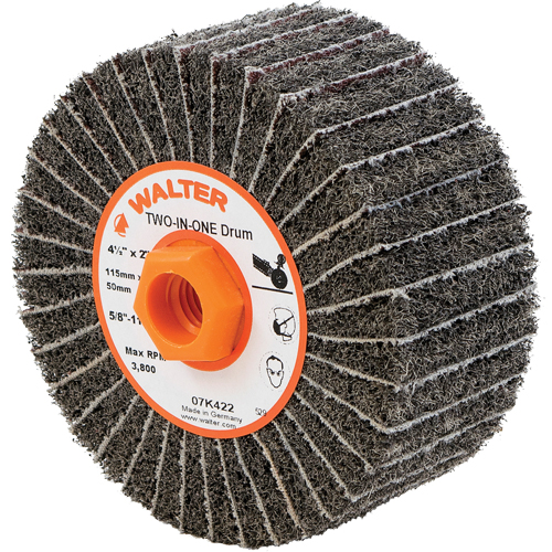 Tambours de finition Two-In-One, 4-1/2" dia. x 2" la, Arbre 5/8"-11, Oxyde d'aluminium Distribution Industrielle GC