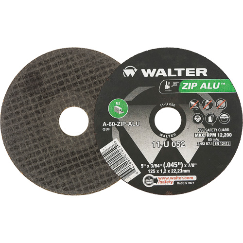 Zip Alu Cut-Off Wheel, 5" x 3/64", 7/8" Arbor, Type 1, Aluminum Oxide, 12200 RPM Distribution Industrielle GC
