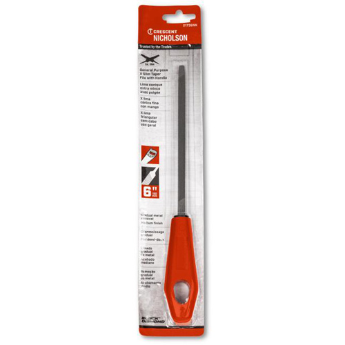 Lime pointue tr&egrave;s mince avec poign&eacute;e rouge, Triangle, 6", Simple Distribution Industrielle GC