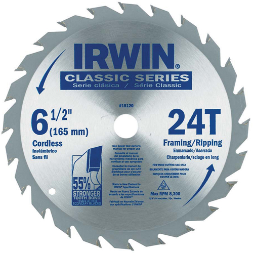 Lames de scie pour entrepreneur - Lames de scie de s&eacute;rie classique, 6-1/2", 24 dents, Pour Bois Distribution Industrielle GC