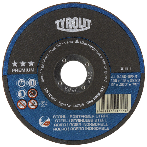 Premium 2-In-1 Thincut Cut-Off Wheels, 4-1/2" x 1/16", 7/8" Arbor, Type 1, Aluminum Oxide, 13300 RPM Distribution Industrielle GC