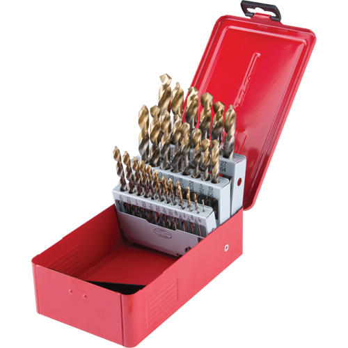 Jeu de forets courts, 29 morceaux, Acier rapide Distribution Industrielle GC