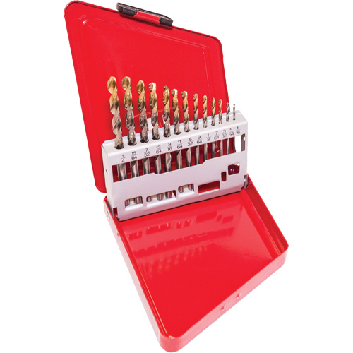 Jeu de forets courts, 13 morceaux, Acier rapide Distribution Industrielle GC