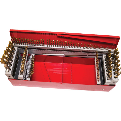 Jeu de forets courts, 115 morceaux, Acier rapide Distribution Industrielle GC