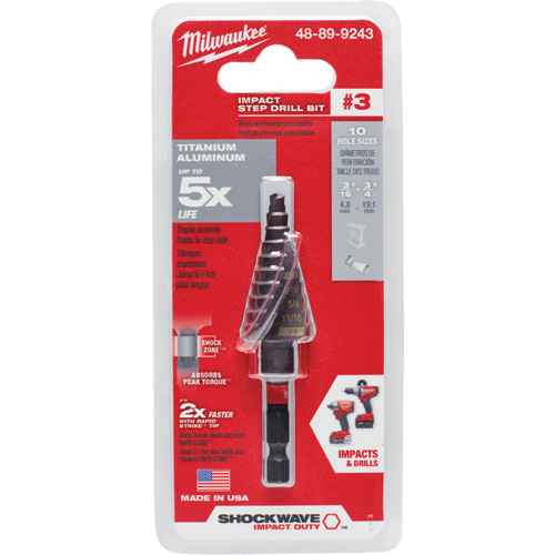 Foret &eacute;tag&eacute; #3 Shockwave Impact Duty, 3/16" - 3/4", Incr&eacute;ments de 1/16", Titane Distribution Industrielle GC