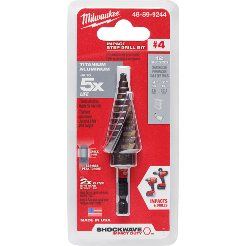 Foret &eacute;tag&eacute; #4 Shockwave Impact Duty, 3/16" - 7/8", Incr&eacute;ments de 1/16", Titane Distribution Industrielle GC