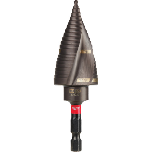 #9 Shockwave Impact Duty Step Drill Bit, 7/8" - 1-1/8" , 1/4" Increments, Titanium Distribution Industrielle GC