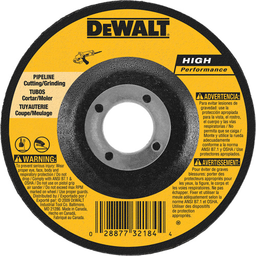 Meule haute performance pour pipeline, 5" x 1/8", Arbre 7/8", Oxyde d'aluminium, Type 27 Distribution Industrielle GC