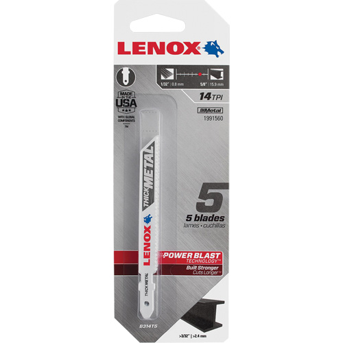 Lames de scie sauteuse pour coupe du m&eacute;tal, Bim&eacute;tal, 14 Dents par pouce, 3-5/8" lo x 3/8" la Distribution Industrielle GC
