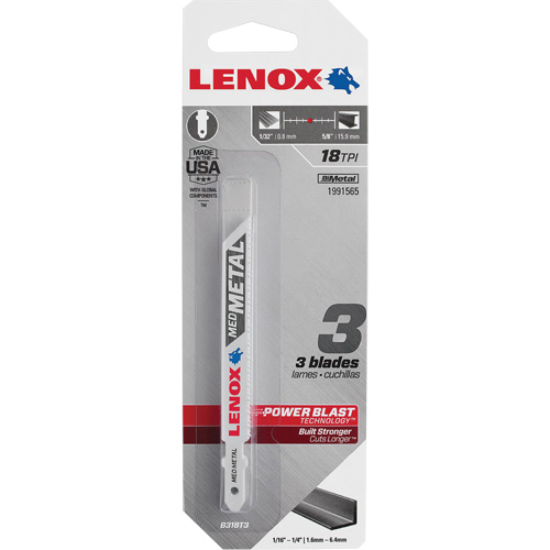 Lames de scie sauteuse pour coupe du m&eacute;tal, Bim&eacute;tal, 18 Dents par pouce, 3-5/8" lo x 3/8" la Distribution Industrielle GC