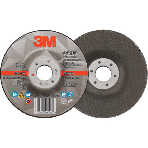 Meule &agrave; tronçonner, 5" x 1/8", Arbre de 7/8", Type 27, C&eacute;ramique Distribution Industrielle GC