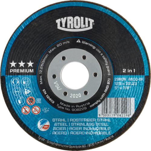 Meule &agrave; moyeu d&eacute;port&eacute; Rondeller, 4-1/2", 36 Grain, 7/8", 13 300 Tr/min, Type 29 Distribution Industrielle GC