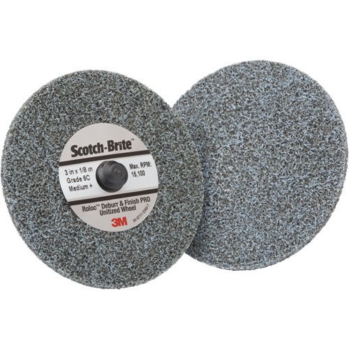 Meule homog&egrave;ne d&eacute;bavurage et de finition PRO TR Roloc, 3" x 1/8", Grain de Moyen, C&eacute;ramique Distribution Industrielle GC