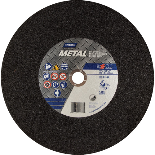 Metal A Chop Saw Cut-Off Wheel, 14" x 3/32", 1" Arbor, Type 01/41, Aluminum Oxide, 4365 RPM Distribution Industrielle GC