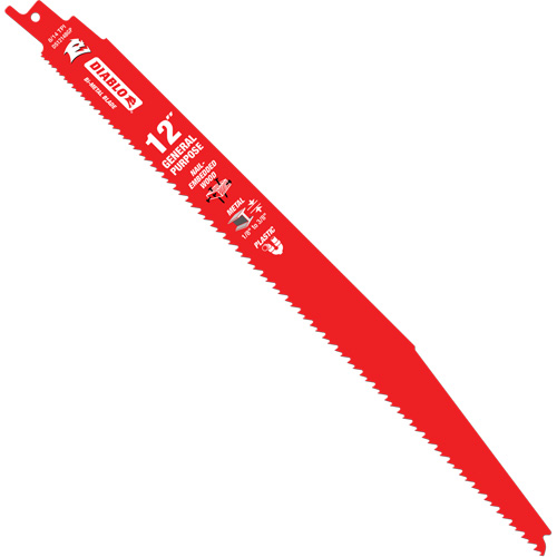 General-Purpose Reciprocating Saw Blade, Bi-Metal, 8-14 TPI, 12" L x 1" W Distribution Industrielle GC