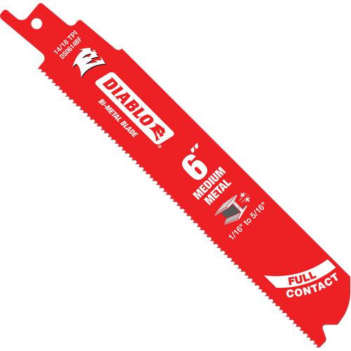 Medium Metal Reciprocating Saw Blade, Bi-Metal, 14-18 TPI, 6" L x 1" W Distribution Industrielle GC