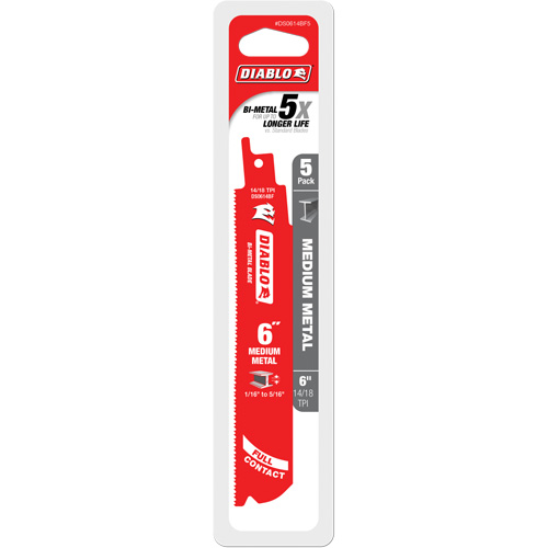 Medium Metal Reciprocating Saw Blade, Bi-Metal, 14-18 TPI, 6" L x 1" W Distribution Industrielle GC