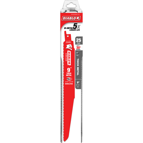 Reciprocating Blade for Thick Metal/Demolition, Bi-Metal, 8-10 TPI, 9" L Distribution Industrielle GC