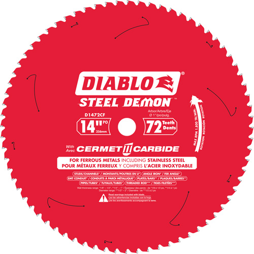 Lame de scie circulaire Cermet II Steel Demon, 14", 72 dents, Pour M&eacute;tal Distribution Industrielle GC