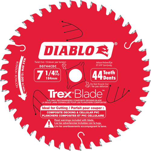 Trex&reg; Blade Cutting Saw Blade, 7-1/4", 44 Teeth, Plastic/Composite Decking Use Distribution Industrielle GC