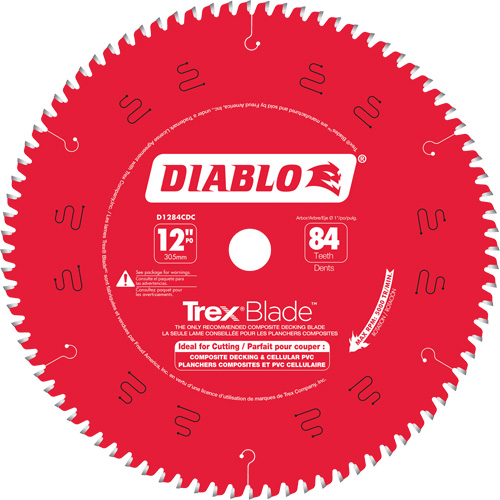 Trex&reg; Blade Cutting Saw Blade, 12", 84 Teeth, Plastic/Composite Decking Use Distribution Industrielle GC