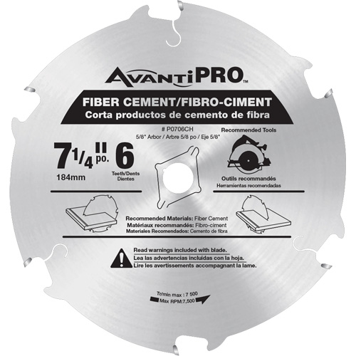Lame de scie AvantiPro, 7-1/4", 6 dents, Pour B&eacute;ton de fibre Distribution Industrielle GC