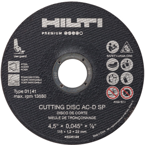 AC-D SP Cut-Off Wheel, 4-1/2" x 0.045", 7/8" Arbor, Type 1, 13580 RPM Distribution Industrielle GC