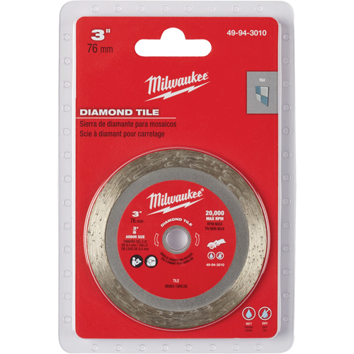 Tile Blade, 3" x 3/8" Arbor, Diamond, 20000 RPM Distribution Industrielle GC