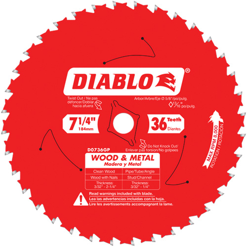 Lame de scie Cermet II Steel Demon, 7-1/4", 36 dents, Pour M&eacute;tal Distribution Industrielle GC
