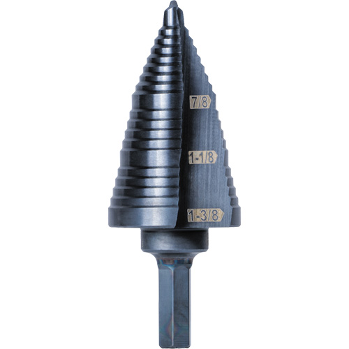 Foret &eacute;tag&eacute; 3 pas, 7/8" - 1-3/8", Acier rapide Distribution Industrielle GC
