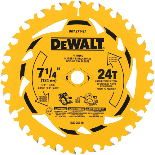 Circular Saw Blade, 7-1/4", 24 Teeth, Wood Use Distribution Industrielle GC