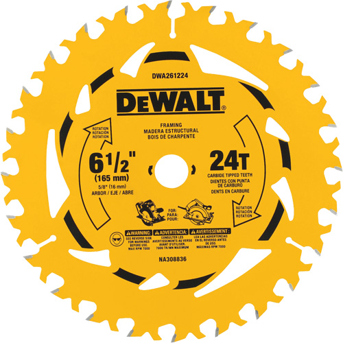 Lame de scie circulaire &agrave; charpente &agrave; pointe au carbure, 6-1/2", 24 dents, Pour Bois Distribution Industrielle GC