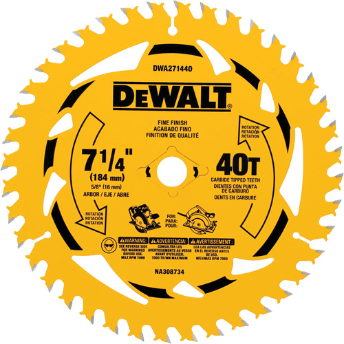 Lame de scie circulaire, 7-1/4", 40 dents, Pour Bois Distribution Industrielle GC