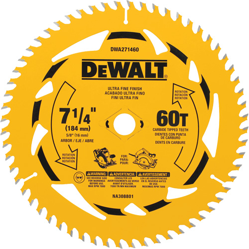 Lame de scie circulaire, 7-1/4", 60 dents, Pour Bois Distribution Industrielle GC