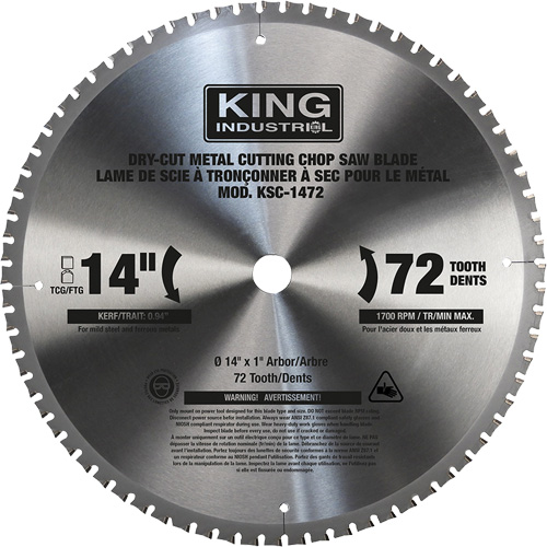 Lame de scie &agrave; tronçonner, 14", 72 dents, Pour M&eacute;tal Distribution Industrielle GC
