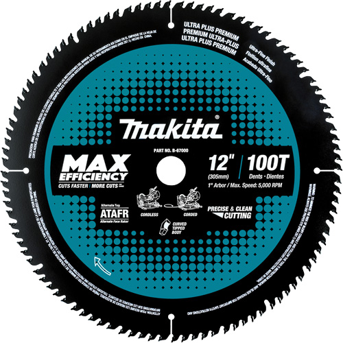 Max-Efficiency Blades Ideal For Cordless Mitre Saw, 12", 100 CT Teeth, Finishing Use Distribution Industrielle GC