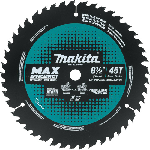 Lame de scie &agrave; onglets &agrave; rendement maximal avec embout carbure de 8-1/2" 45T, 8-1/2", 45 dents, Pour Bois Distribution Industrielle GC
