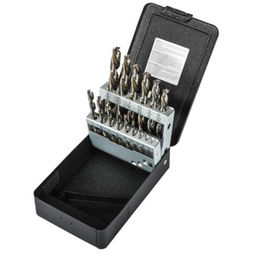 Jeu de forets courts, 15 morceaux, Acier rapide Distribution Industrielle GC