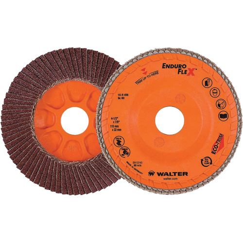 Disque &agrave; lamelles Enduro-Flex, 4-1/2" x 7/8", Type 27, Grain 60, Alumine de zirconium Distribution Industrielle GC