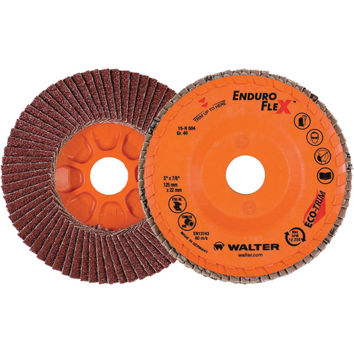 Disque &agrave; lamelles Enduro-Flex, 5" x 7/8", Type 27, Grain 40, Alumine de zirconium Distribution Industrielle GC