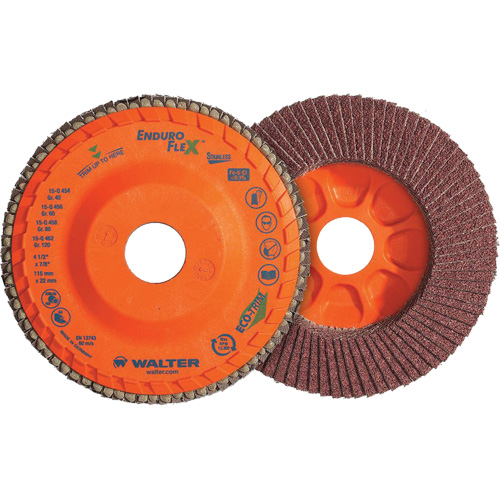 Disque &agrave; lamelles Stainless Enduro-Flex, 5" x 5", Type 27, Grain 120, Alumine de zirconium Distribution Industrielle GC
