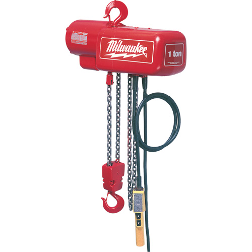 Palan &eacute;lectrique &agrave; chaîne, Lev&eacute;e 10', Capacit&eacute; 2000 lb (1 tonne), 16 pi/min Distribution Industrielle GC