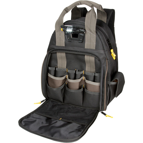 Sacs &agrave; dos pour outils Techgear &agrave; 53 pochettes, 16" lo x 13-1/4" la, Noir, Polyester Distribution Industrielle GC