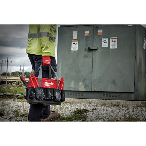 Sac ovale utilitaire, Nylon balistique, 24 pochettes, Noir/Rouge Distribution Industrielle GC