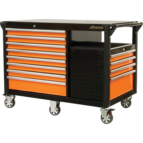 Chariot industriel, 12 tiroirs, 31-5/8" lo x 52-1/2" la x 40-1/4" h, Noir/Orange Distribution Industrielle GC