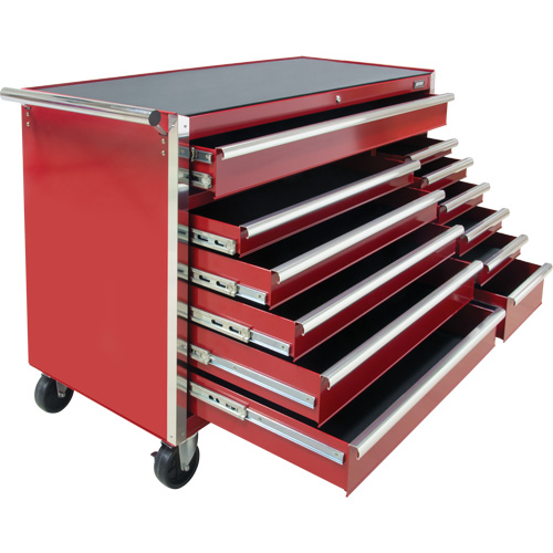Chariot &agrave; outils industriel, 12 tiroirs, 56" la x 24-1/2" p x 38-1/8" h, Rouge Distribution Industrielle GC