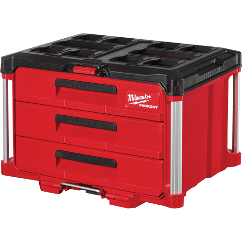 Boîte &agrave; outils avec 3 tiroirs Packout, 16-1/3" x 14-1/3" x 22-1/5", Noir/Rouge Distribution Industrielle GC