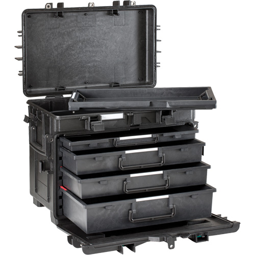 Coffre &agrave; outils militaire mobile avec tiroirs, 4 tiroirs, 22-4/5" la x 15" p x 18" h, Noir Distribution Industrielle GC